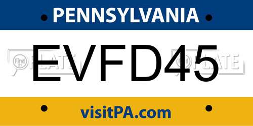 EVFD45 Pennsylvania License Plate