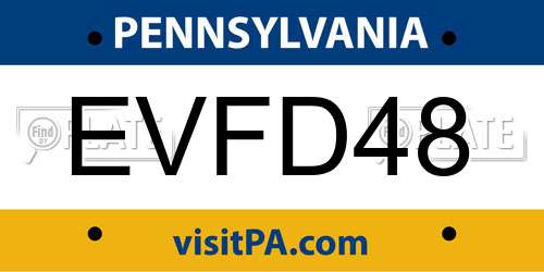 EVFD48 Pennsylvania License Plate