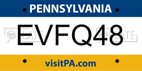 EVFQ48 Pennsylvania License Plate