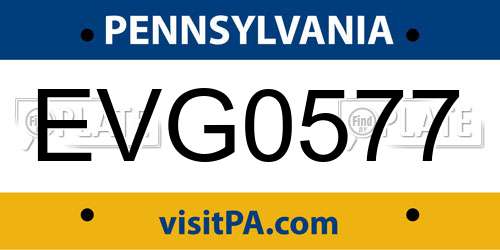 EVG0577 Pennsylvania License Plate