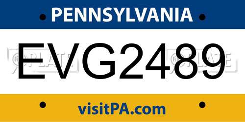 EVG2489 Pennsylvania License Plate