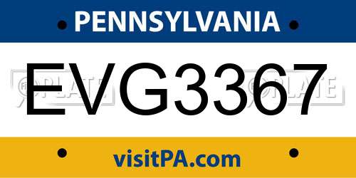 EVG3367 Pennsylvania License Plate