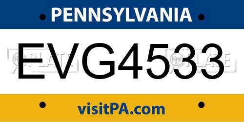 EVG4533 Pennsylvania License Plate
