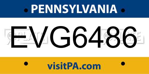EVG6486 Pennsylvania License Plate