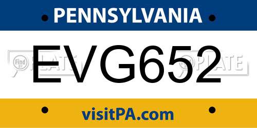 EVG652 Pennsylvania License Plate