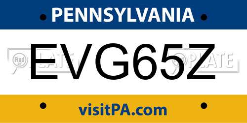 EVG65Z Pennsylvania License Plate