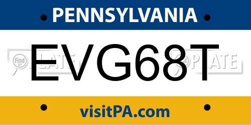 EVG68T Pennsylvania License Plate