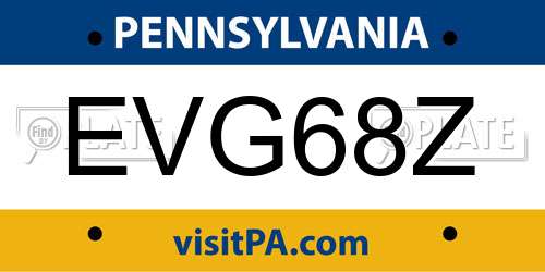 EVG68Z Pennsylvania License Plate
