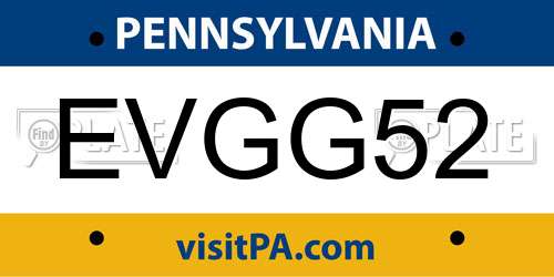 EVGG52 Pennsylvania License Plate