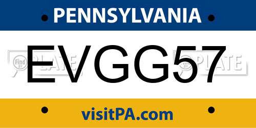 EVGG57 Pennsylvania License Plate