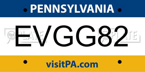EVGG82 Pennsylvania License Plate