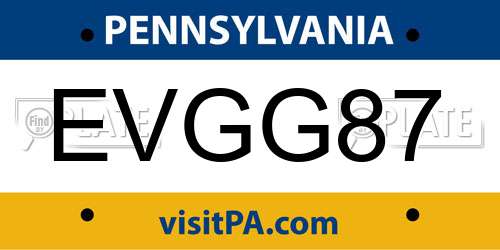 EVGG87 Pennsylvania License Plate