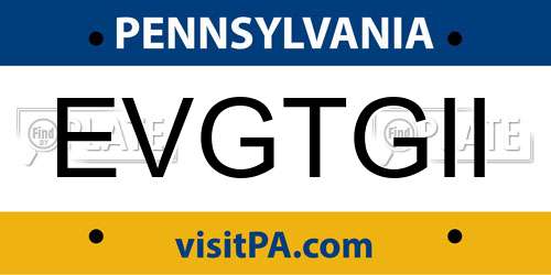EVGTGII Pennsylvania License Plate