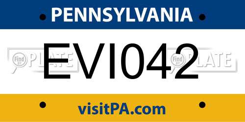 EVI042 Pennsylvania License Plate