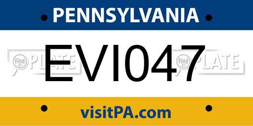 EVI047 Pennsylvania License Plate