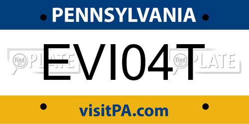 EVI04T Pennsylvania License Plate