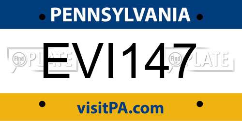 EVI147 Pennsylvania License Plate