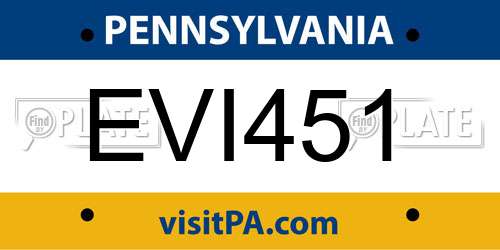 EVI451 Pennsylvania License Plate
