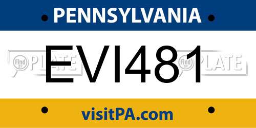 EVI481 Pennsylvania License Plate
