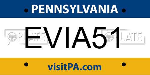 EVIA51 Pennsylvania License Plate