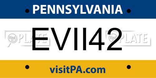 EVII42 Pennsylvania License Plate