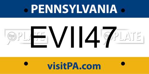 EVII47 Pennsylvania License Plate
