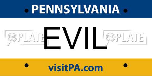 EVIL Pennsylvania License Plate