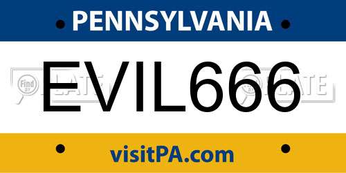 EVIL666 Pennsylvania License Plate