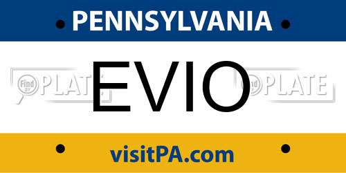 EVIO Pennsylvania License Plate