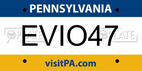 EVIO47 Pennsylvania License Plate