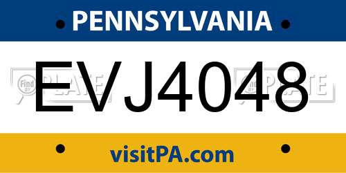 EVJ4048 Pennsylvania License Plate