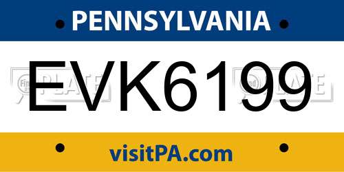 EVK6199 Pennsylvania License Plate