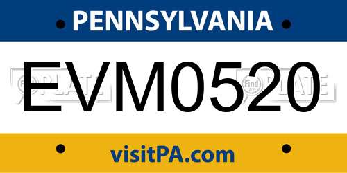 EVM0520 Pennsylvania License Plate