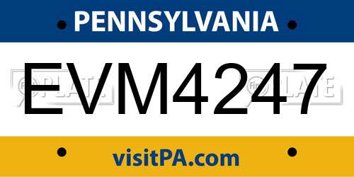 EVM4247 Pennsylvania License Plate