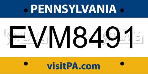 EVM8491 Pennsylvania License Plate