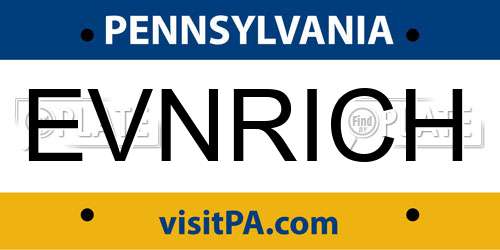 EVNRICH Pennsylvania License Plate