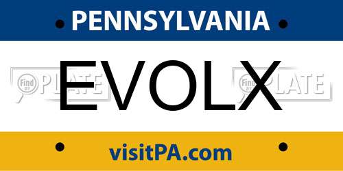 EVOLX Pennsylvania License Plate