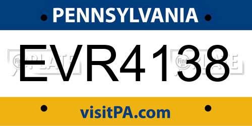 EVR4138 Pennsylvania License Plate
