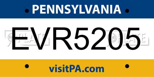EVR5205 Pennsylvania License Plate