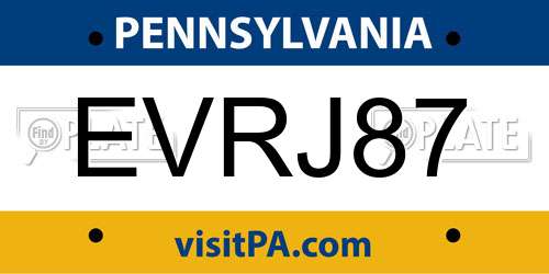 EVRJ87 Pennsylvania License Plate