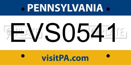 EVS0541 Pennsylvania License Plate