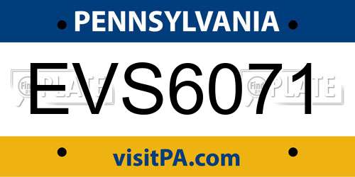 EVS6071 Pennsylvania License Plate