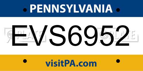 EVS6952 Pennsylvania License Plate