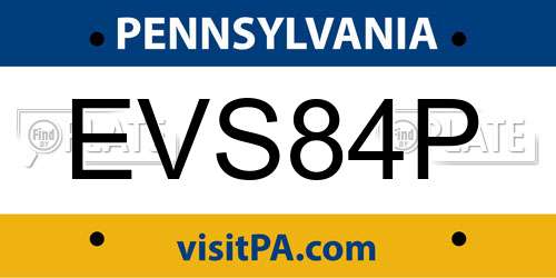 EVS84P Pennsylvania License Plate
