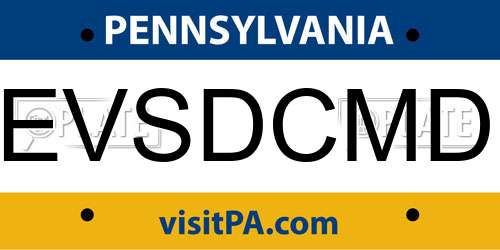 EVSDCMD Pennsylvania License Plate