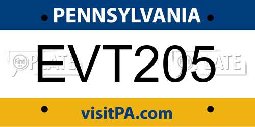 EVT205 Pennsylvania License Plate