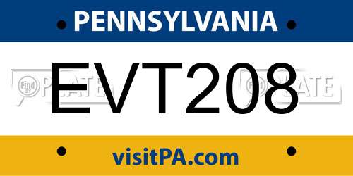 EVT208 Pennsylvania License Plate