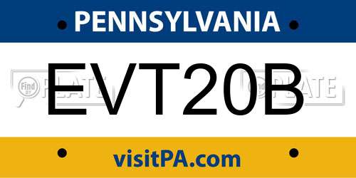 EVT20B Pennsylvania License Plate