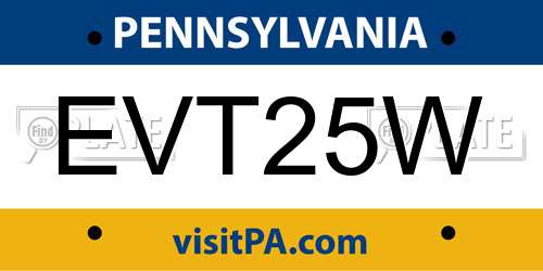 EVT25W Pennsylvania License Plate