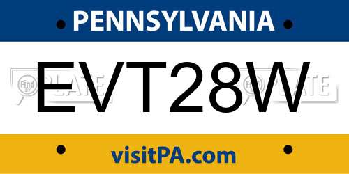 EVT28W Pennsylvania License Plate